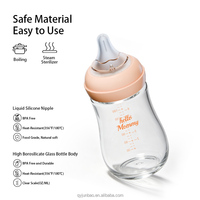 Biberon en verre borosilicate à large ouverture personnalisé OEM, sans BPA, résistant à la chaleur, pour nourrissons