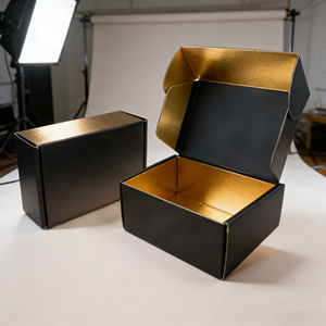 Scatole di Cartone Ondulato Personalizzate Ecologiche Riutilizzabili Nere per Imballaggio Scarpe Vestiti Stoccaggio Spedizione - Product Image 1