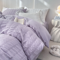 Parure de lit style princesse effet bulle, 100% microfibre, housse de couette, couleurs Seersucker disponibles
