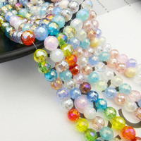 Perles de cristal YWJC, 50 pièces par brin, perles de verre rondes pour la fabrication de bracelets, perles de cristal facettées de 8 mm