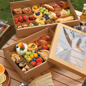 Tùy Chỉnh Công Suất Lớn Ngoài Trời Takeaway Dã Ngoại Thực Phẩm Ăn Trưa Dùng Một Lần Kraft Hộp Giấy Với Rõ Ràng Trong Suốt Cửa Sổ Nắp - Product Image 5