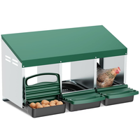 Nichoir à poules à 3 trous en métal vert avec système de collecte des œufs par roulement