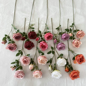 Rosa Austin decorazione Hotel per la casa a 3 teste di cavallo ubriaco tessuto spazzolato rosa simulato Bouquet di fiori artificiali per la laurea - Product Image 4