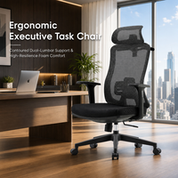 Chaise de bureau ergonomique moderne à dossier haut en maille avec support lombaire, appui-tête, repose-pieds, pivotante et réglable pour la maison/usage informatique