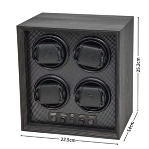 Boîte de remontoir de montre automatique en bois de santal noir de luxe Boîte de présentation rotative en bois silencieuse de qualité supérieure 2 ou 4 emplacements - Product Image 3