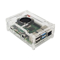 Nouvelle coque de protection transparente en acrylique pour carte de développement Raspberry Pi 4B avec dissipateur thermique et ventilateur