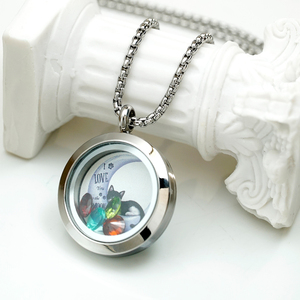 Collar con Medallón Personalizado con Foto, Cadena de Caja de 25 mm, Diseño de Gato en la Luna, el Más Vendido para Mujer, Ideal para Aniversario - Product Image 1