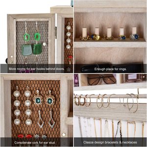 Da <span class=keywords><strong>parete</strong></span> in stile rustico Attaccatura Dei Monili Organizer con la <span class=keywords><strong>Parete</strong></span> Montato Maglia Dei Monili Del Supporto e di Legno Barn door Decor - Product Image 2