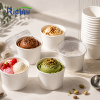 Gobelets à glace en papier kraft biodégradables et écologiques, avec couvercles, résistants au congélateur, plusieurs tailles, personnalisables, Fujian