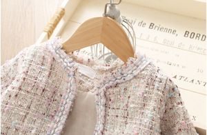 CAD9909 Nuevo Conjunto Coreano de Abrigo + Falda Larga + Bolso para Niñas, Vestido de Princesa para Niñas de 5 a 10 Años - Product Image 3