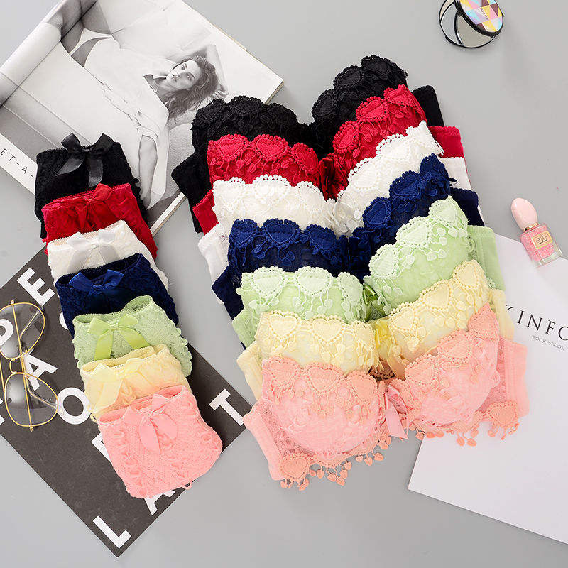 Wholesale Women Lady Sexy Bras and Underwear Panty Lace Cute Young Beautiful Girls Push up Bra & Brief Panties Sets