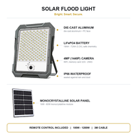 Projecteur solaire extérieur avec caméra WIFI 4MP 1440P, étanche IP66, en aluminium moulé sous pression, batterie LiFePO4, détecteur de mouvement, 100W-1200W
