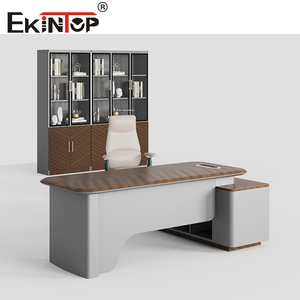 Sinonis Modern Waterproof PVC Wooden Table Executive <b>Office</b> Desk with Wood Surface Extendable Design for Commercial Use - Product Image 3