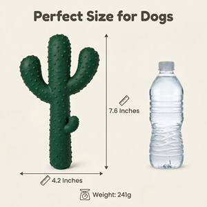 ของเล่นสุนัขแบบอินเทอร์แอคทีฟ ทนทานต่อการกัด ทำจากยางรูปทรงกระบองเพชร สำหรับฝึกสุนัขและทำความสะอาดฟัน - Product Image 2