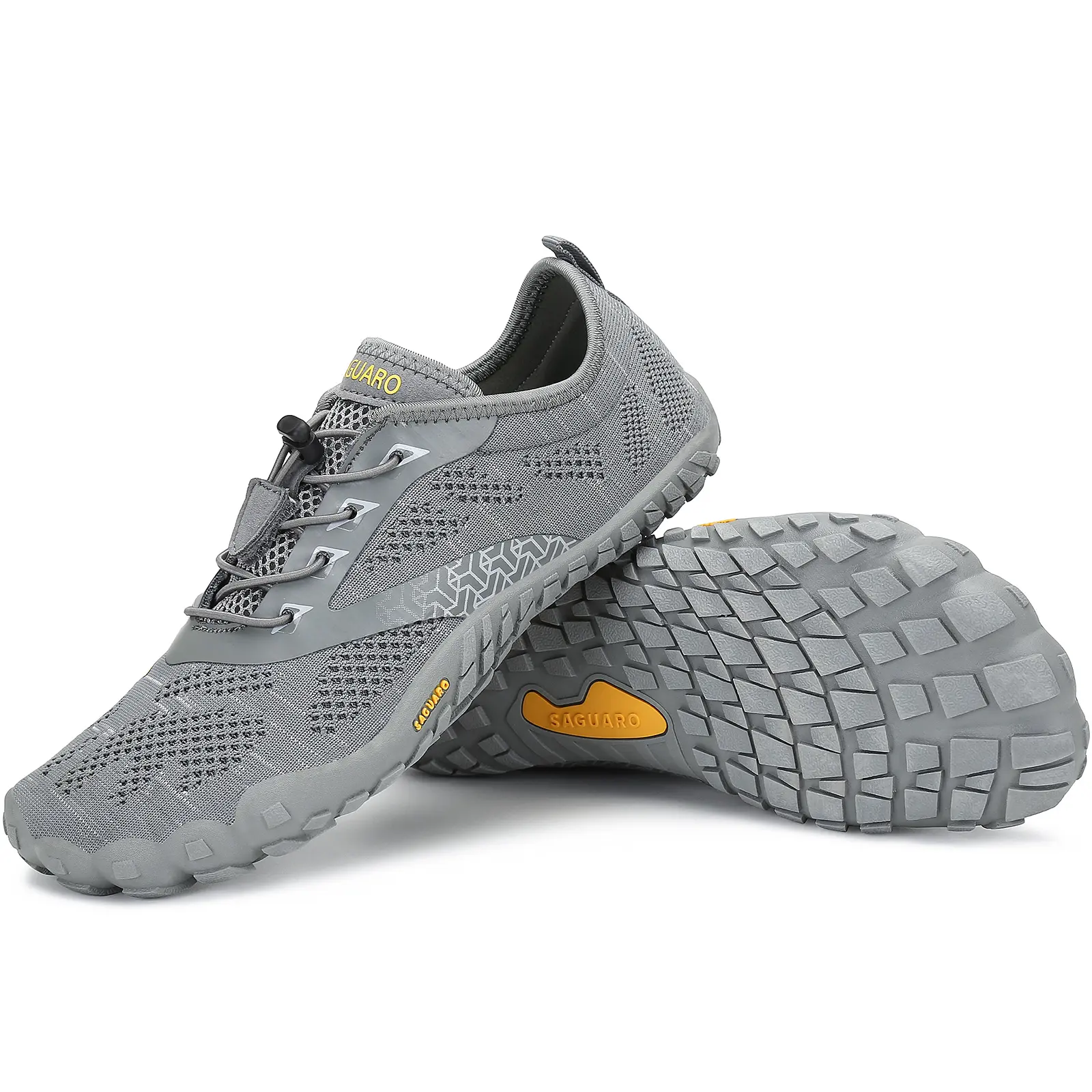 Grey Breathable Grid Rubber bottom Trail Barefoot Running Shoes for Men