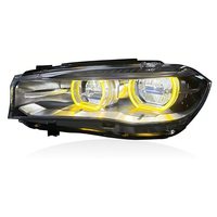 Feux avant SJC Auto V2 bicolores DRL pour BMW X5 F15 2014-2018, feux avant avec yeux d'ange, plug and play, DRL jaunes et blancs