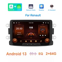 Autoradio Android Podofo 8 pouces, Carplay, Android Auto, 2+64G, GPS, WIFI, FM, RDS, EQ, radio pour Renault/Dacia/Duster/Sandero