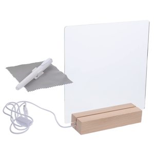 TSINYE Lampe de nuit Tableau d'affichage effaçable à sec Tableau acrylique de bureau Bonne nuit de sommeil Lampe de nuit LED Lumière acrylique avec bois - Product Image 1