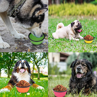 Bol pour chien en silicone de qualité alimentaire avec logo personnalisé, pliable, portable, bol de voyage pour animaux de compagnie, 450 ml, 1000 ml
