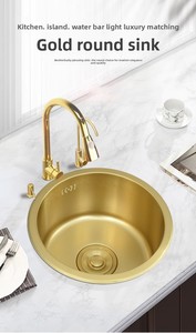 <span class=keywords><strong>Lavello</strong></span> Rotondo in Acciaio Inox 304 Nano Gold, <span class=keywords><strong>Lavello</strong></span> Integrato per Piano <span class=keywords><strong>Cucina</strong></span> in Acciaio Inox per Lavare Verdure - Product Image 4