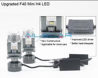 Phare LED à double lentille facile à utiliser, mini projecteur F40, ampoule de phare LED H4, 12V 55W 6000K