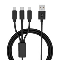 Câble de charge rapide 3-en-1 en nylon tressé pour téléphones mobiles Android et appareils Type-C