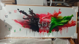 Orologio <span class=keywords><strong>da</strong></span> <span class=keywords><strong>Parete</strong></span> Artistico con Bandiera dell'Afghanistan, Cornice in Alluminio, Decorazione per Casa e Ufficio - Product Image 5