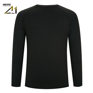 Aonesport Men's Long Sleeve Knitted T-<b>Shirt</b> O-Neck Quick Dry Breathable Sporty Fit Regular Size Solid Color <b>100</b>% <b>Polyester</b> - Product Image 2