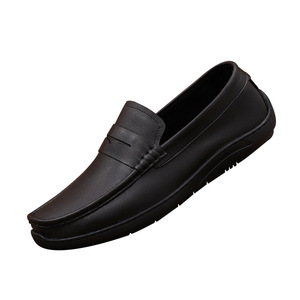 Mocasines de cuero genuino para hombre, con punta cuadrada, suela de goma, fáciles de poner, zapatos cómodos para caminar - Product Image 4