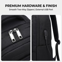 Sac à dos professionnel pour ordinateur portable 15,6 pouces, étanche, avec port USB, portable, durable, design minimaliste, fermeture éclair classique en polyester