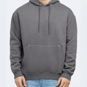 <b>Mens</b> Hooded Sweatshirt Regular Fit Cotton French Terry Casual Long Sleeve Solid Color Autumn Wear with Front Pocket - Product Image 1