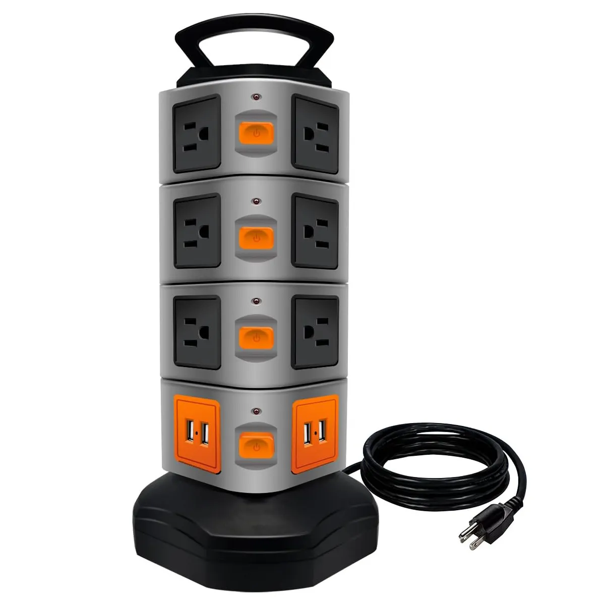 Power Strip Tower With Surge Protector Electric Charging Station 14 Outlet Plugs Wire Extension Lead