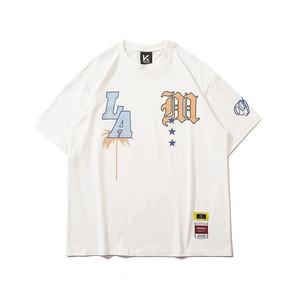 Camiseta Holgada de Hip Hop con Estampado de Palmera y Estrella, Estilo Gótico, Manga Corta, Informal, con Detalles de Parches, Color Marrón - Product Image 3