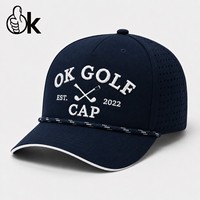 Gorra de Béisbol Unisex Ajustable Personalizada con 5 Paneles, Bordada, con Cuerda, Gorras Deportivas de Golf, Perforada con Corte Láser, Estilo Dad Hat