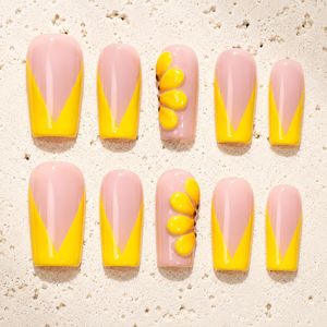 Faux ongles carrés moyens faits à la main, très tendance, de luxe, rouges, avec strass français, réutilisables, couvrance totale, pour l'été - Product Image 4