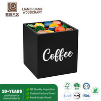 Porte-capsules de café noir carrés en bois, panier de rangement pour accessoires de bar à café, comptoir de cuisine
