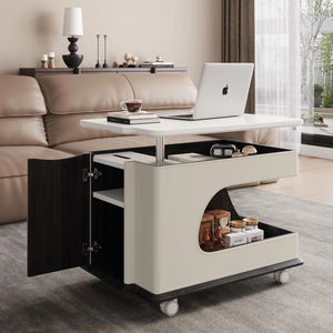 โต๊ะกาแฟปรับระดับความสูงได้ โต๊ะข้างอเนกประสงค์ พร้อมล้อเลื่อน ดีไซน์ทันสมัย สวยงาม สำหรับใช้ในบ้าน - Product Image 2