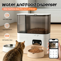 Distributeur intelligent d'aliments et d'eau pour animaux de compagnie avec caméra 200W WiFi, application, station d'alimentation et d'eau pour chats et chiens avec enregistrements de l'alimentation quotidienne