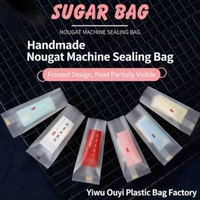 Sacs à nougat transparents givrés faits à la main, sacs d'emballage créatifs pour pâtisserie et bonbons, sacs scellés en OPP pour le sucre