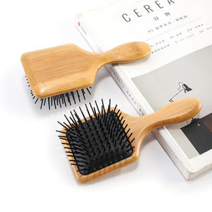 Brosse à cheveux professionnelle en bambou, carrée, avec coussin en nylon, pour massage du cuir chevelu, peigne en bois pour les soins capillaires à domicile - Product Image 1