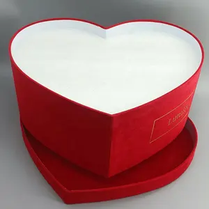 Custom large size heart shape gift rose box, velvet heart flower boxes, floral boxes