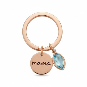 Cadeau tendance pour la fête des mères 2026, porte-clés en acier inoxydable gravé pour maman, porte-clés avec pierre <span class=keywords><strong>de</strong></span> naissance - Product Image 2