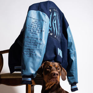 Giacca Varsity da Baseball Universitaria Personalizzata per Uomo con Maniche in Vera Pelle e Patch in Ciniglia alla <span class=keywords><strong>Moda</strong></span> Stile Universitario - Product Image 3