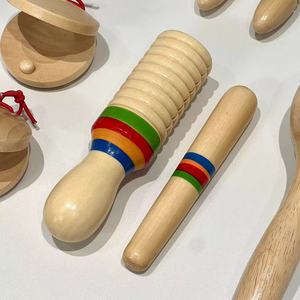 Ensemble d'instruments de percussion en bois en gros avec triangle, tambourin, maraca et tube sonore pour l'éducation musicale et le jeu des enfants - Product Image 5