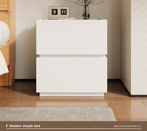 XHA Adjustable Luxury Nordic Cream Style White Nightstand Modern Minimalist Bedroom Storage - Product Image 6