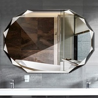 Customized High End Frameless 4mm 5mm 6mm Diamond Cut Edge Oval Glass Mirror Silver Beveled Mirror