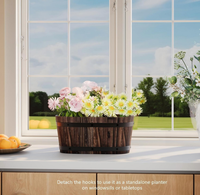 Meilleures ventes : Ensemble rustique de 2 jardinières en bois de sapin carbonisé, pot de fleurs suspendu en forme de baril pour balcon, clôture, jardin