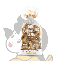 Vente en gros de ciambelline de la marque italienne Cabrioni, biscuits entiers sucrés en forme d'anneau, semi-durs, traditionnels, riches en fibres, en boîte