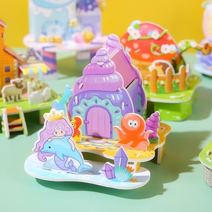 Puzzle 3D en carton à assembler soi-même, maison créative stéréoscopique, jouet en papier fait main pour étudiants de 5 à 7 ans, thème dessin animé - Product Image 3