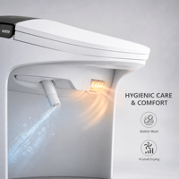WC intelligent en céramique certifié CE avec siège chauffant, fonction lavage féminin, chauffage instantané, allongé, télécommande, chasse d'eau S-Trap/P-Trap